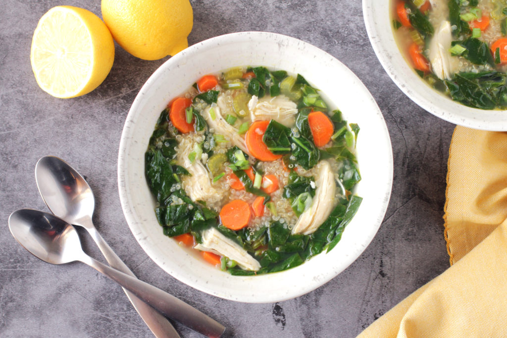 Low FODMAP Lemon Chicken Soup with Quinoa