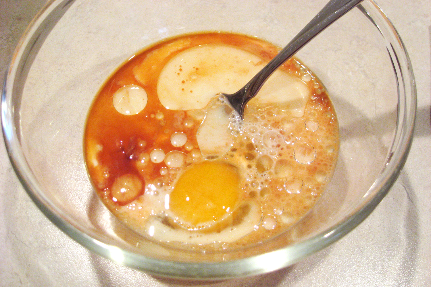 Quinoa Pancakes Combine Wet Ingredients