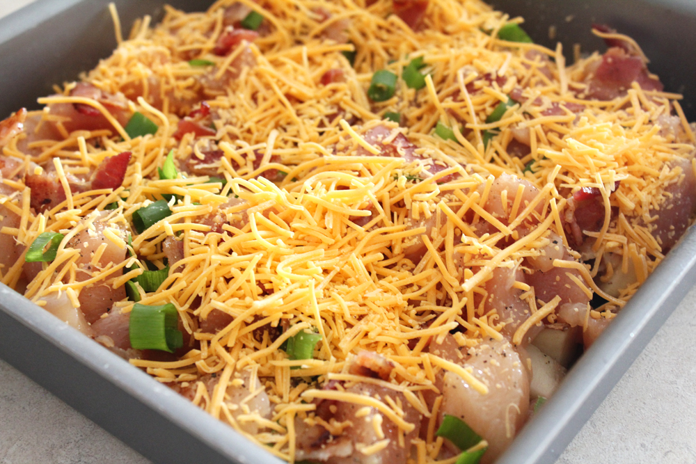 add bacon cheese green onions
