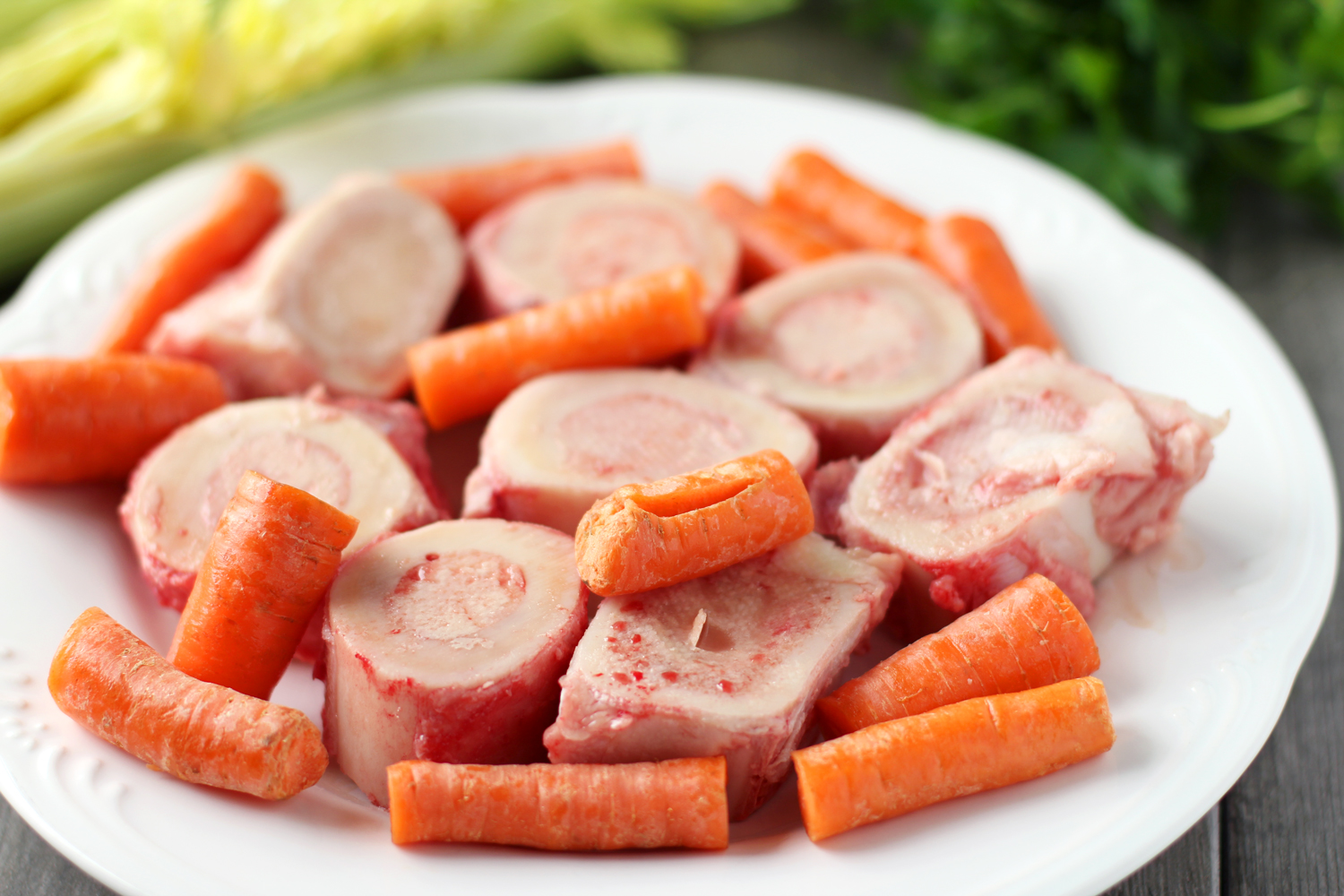 beef bones and carrots