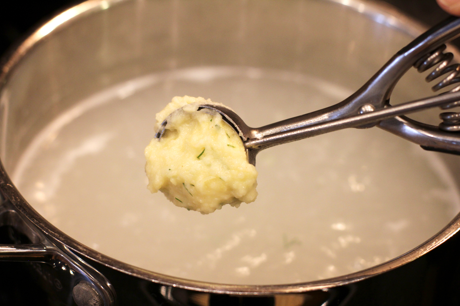 cookie scoop to make matzoh balls