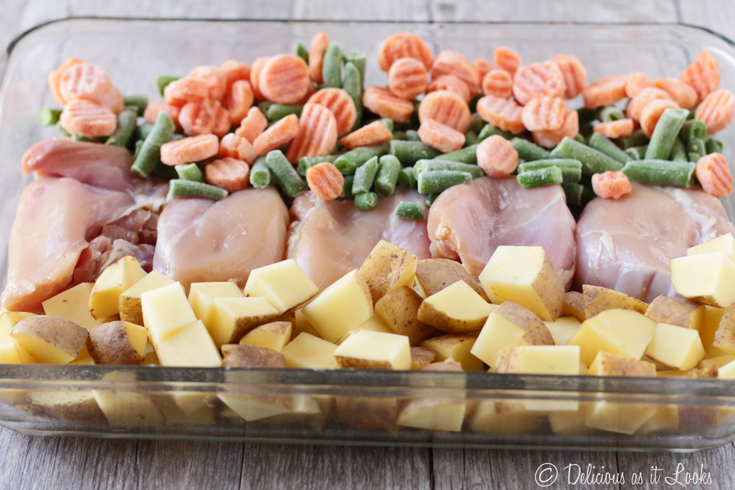 add chicken and veggies to pan