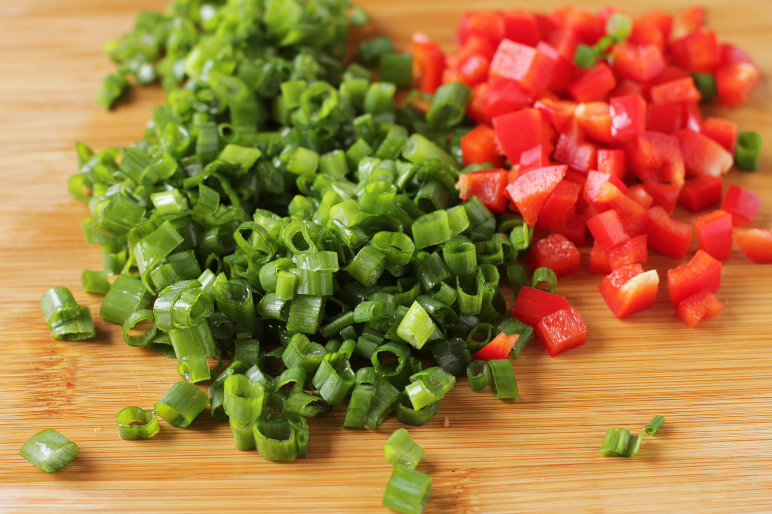 red pepper and scallions