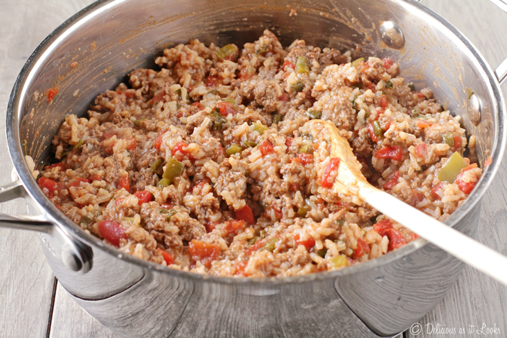 simmer beef and rice