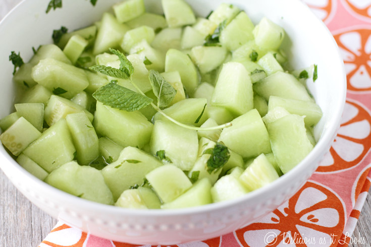Low-FODMAP Mojito Cucumber Melon Salad