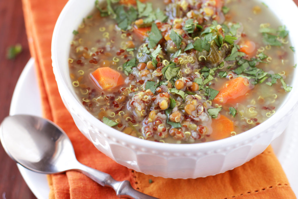 Low FODMAP Curried Lentil Quinoa Soup
