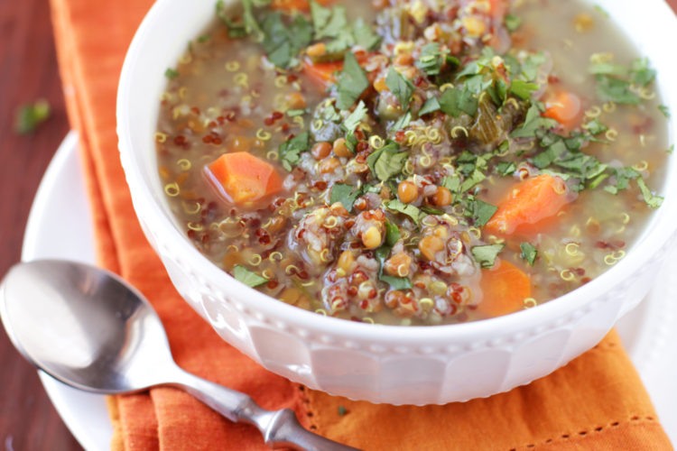 Low FODMAP Curried Lentil Quinoa Soup