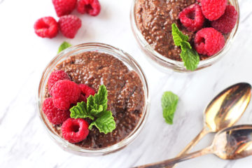 low fodmap chocolate raspberry chia pudding