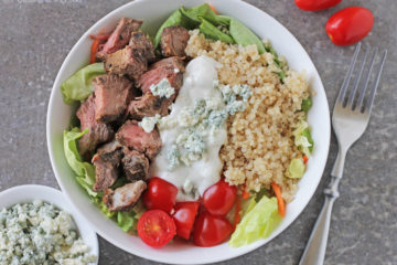 Low-FODMAP Leftover Steak & Blue Cheese Grain Bowl
