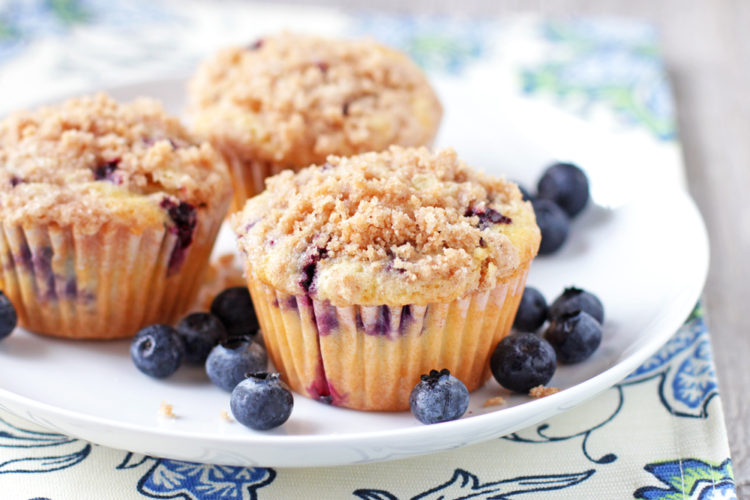 Low FODMAP Bakery Style Blueberry Muffins