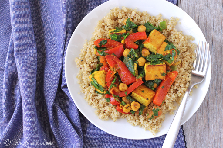 Tofu, Chickpea, and Spinach Stir-Fry