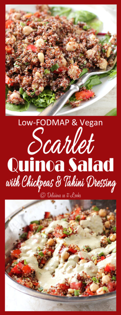 Low-FODMAP Scarlet Quinoa Salad with Chickpeas & Tahini Dressing