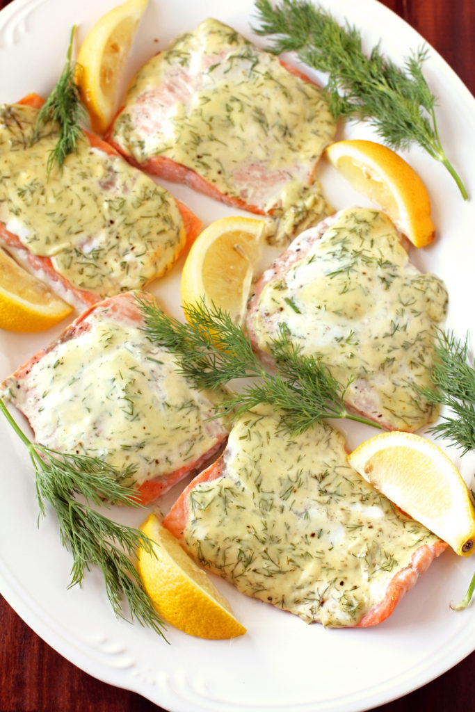 Low FODMAP Creamy Dijon & Dill Baked Salmon