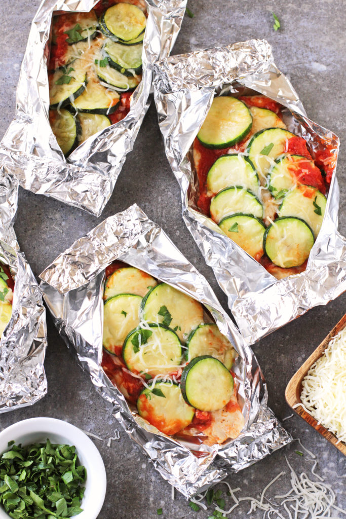 Zucchini Chicken Parmesan Foil Packets