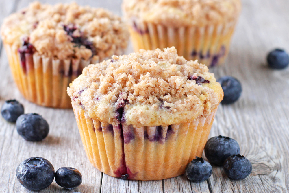 Low FODMAP Bakery Style Blueberry Muffins