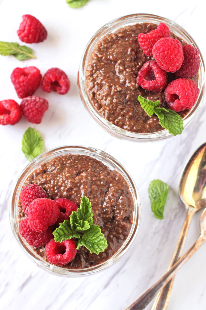 Low FODMAP Chocolate Raspberry Chia Pudding
