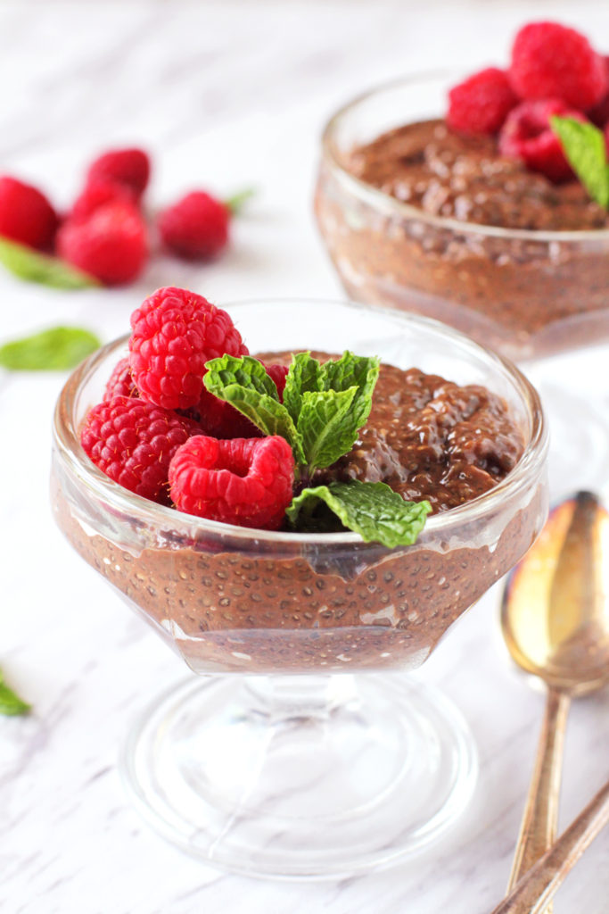 Low FODMAP Chocolate Raspberry Chia Pudding