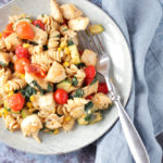 low fodmap summer vegetable chicken pasta