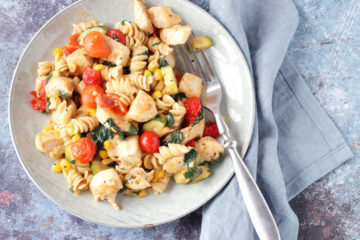 low fodmap summer vegetable chicken pasta