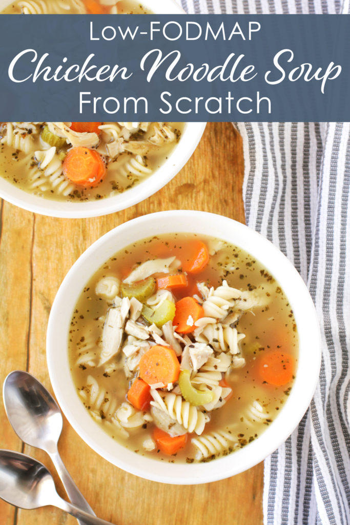 Low FODMAP Chicken Noodle Soup from Scratch