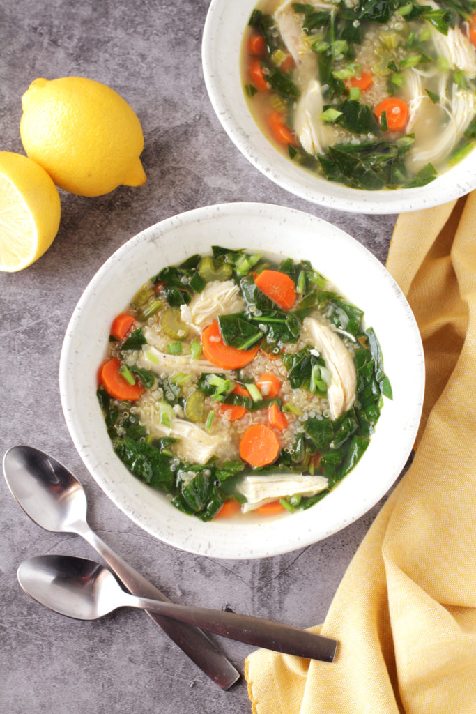 Low FODMAP Lemon Chicken Soup with Quinoa