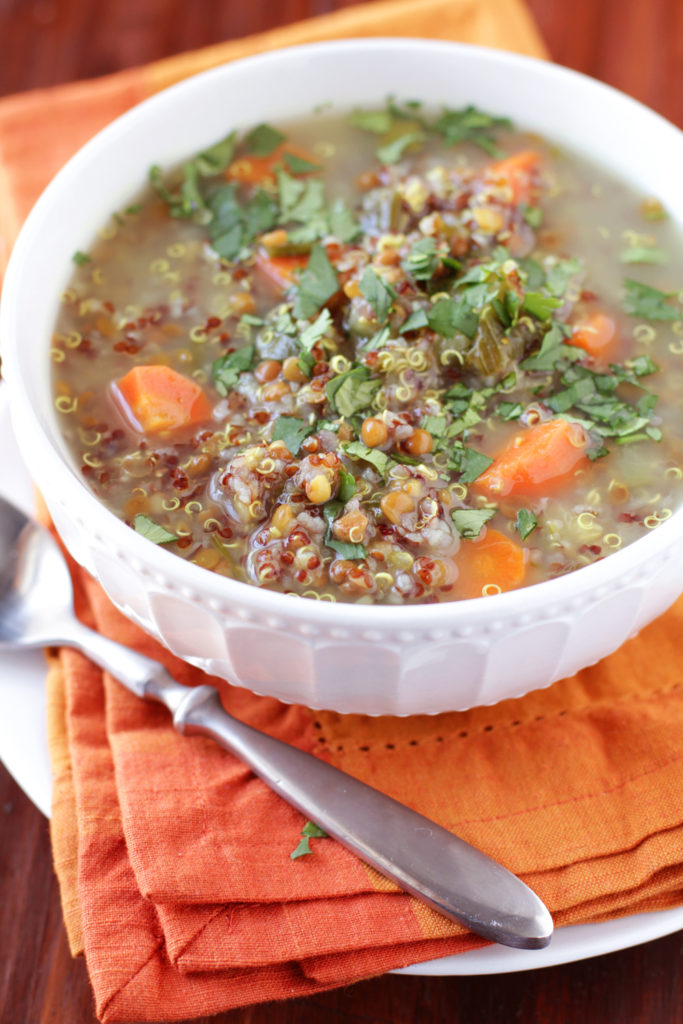 Low FODMAP Curried Lentil Quinoa Soup