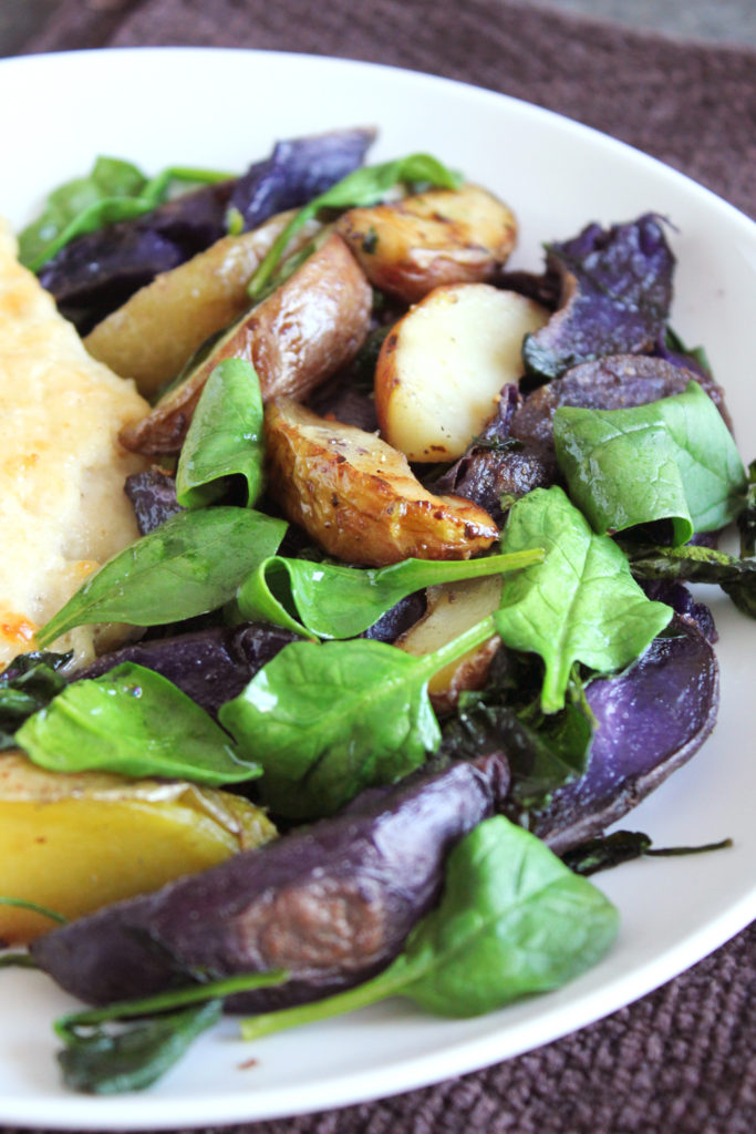 Low FODMAP Roasted Potatoes with Spinach