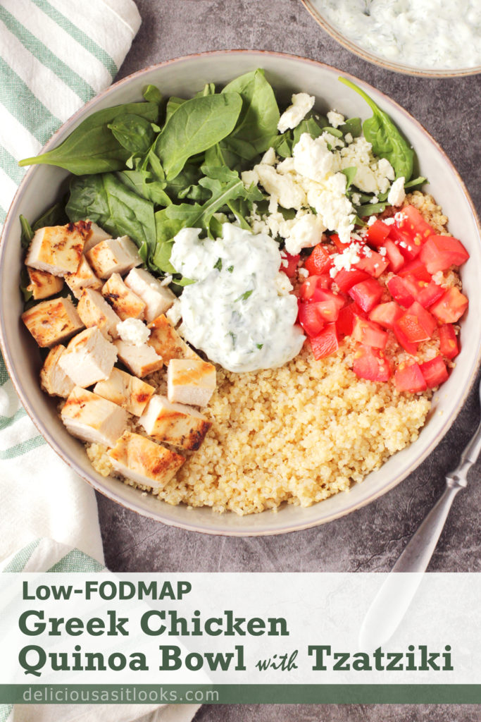 Low FODMAP Greek Chicken Quinoa Bowl