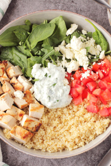 Low FODMAP Greek Chicken Quinoa Bowl