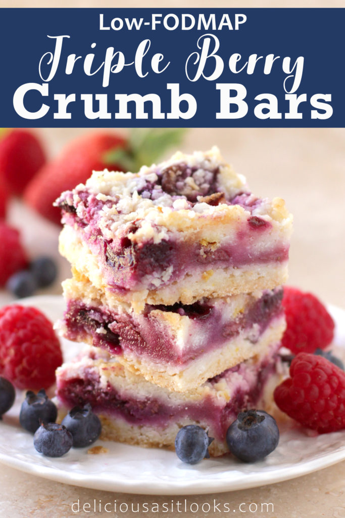 Low FODMAP Triple Berry Crumb Bars