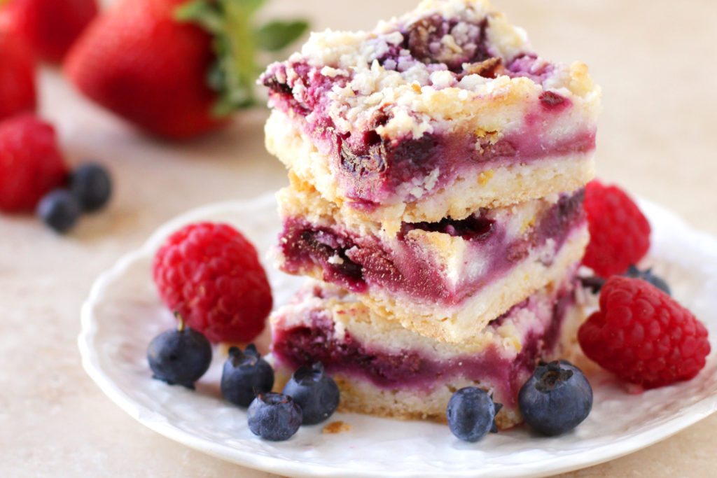Low FODMAP Triple Berry Bars