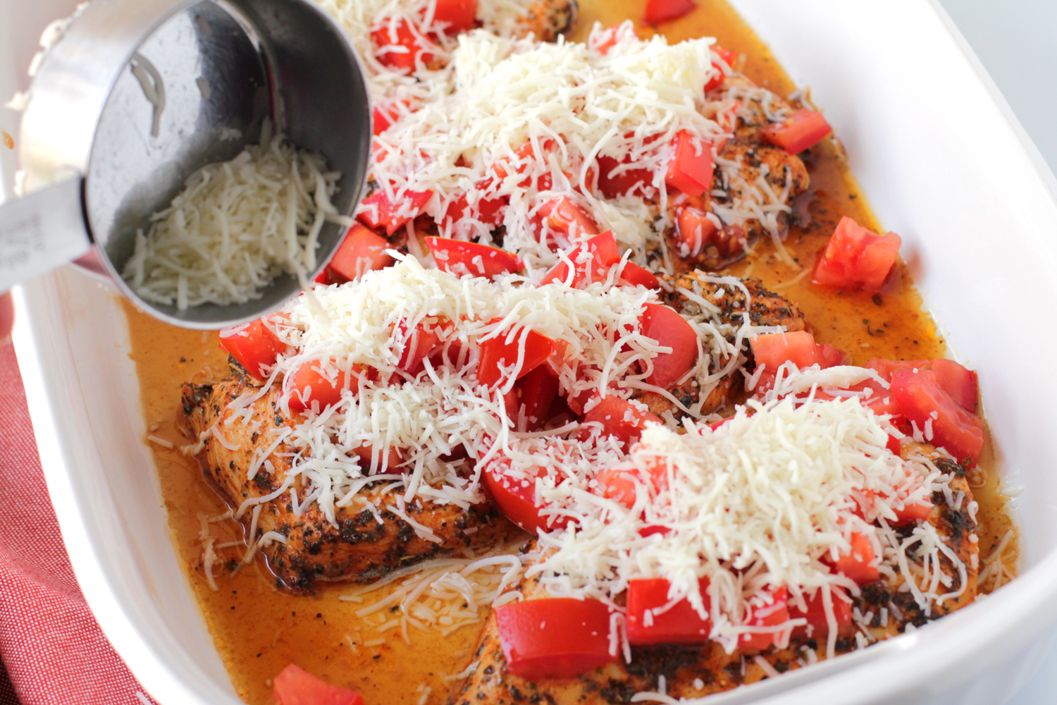 top chicken with cheese