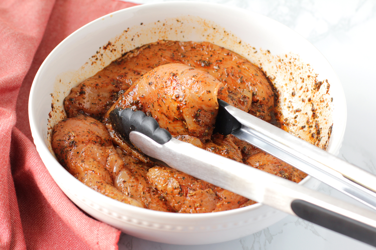 toss chicken in seasonings